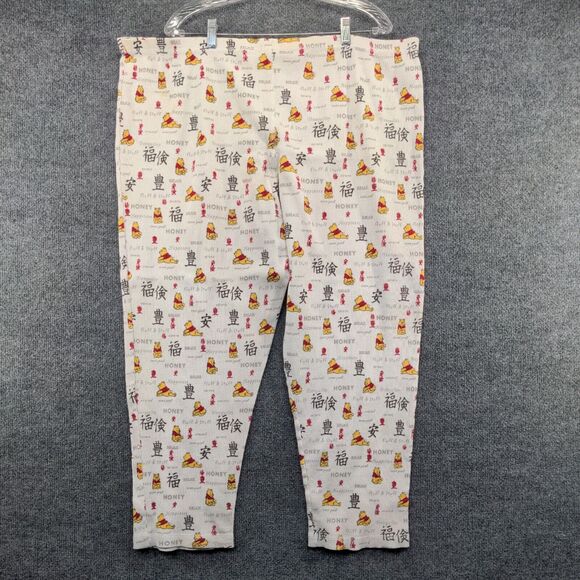 Winnie The Pooh Womens All Over Print Waffle Knit Lounge Pajama Pants White L/XL - Picture 2 of 13